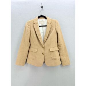 Y2K Banana Republic Womens Tan Equestrian Wool Blend Blazer Jacket Size 4P